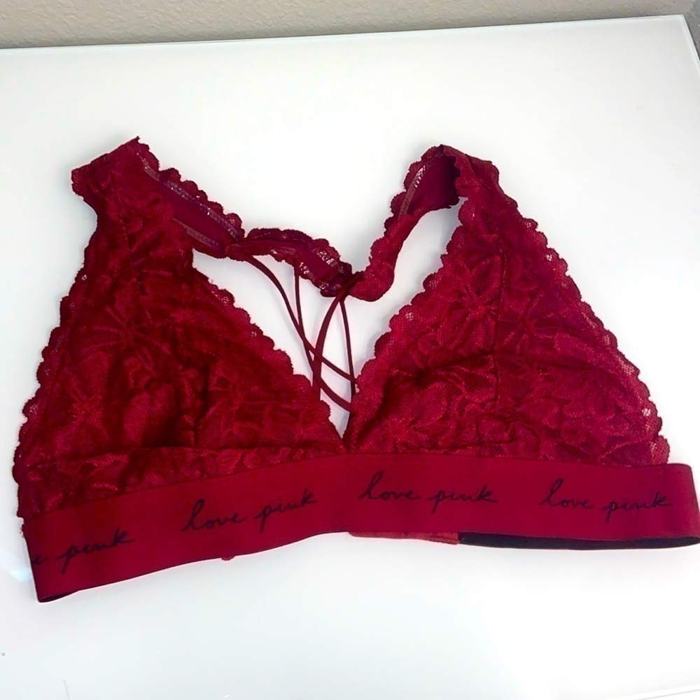 Victoria’s Secret/pink.    Red bralete